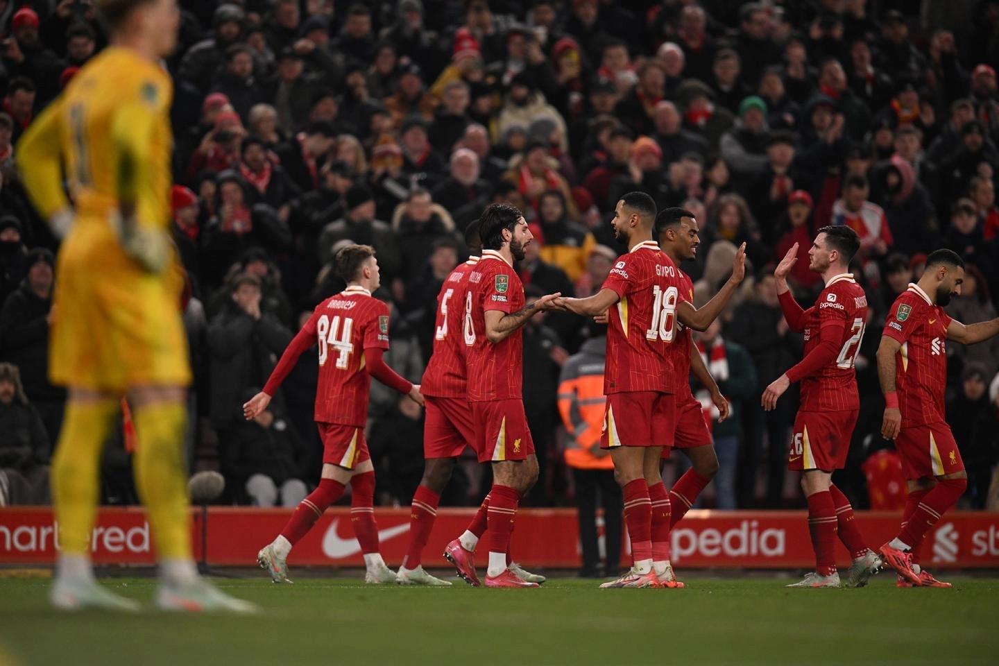 关于利物浦主场狂胜，成功晋级强的信息